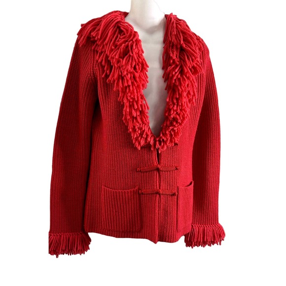 Worth Sweaters - WORTH‎ Cardigan Sweater jacket Fringe Pink Wool Blend S